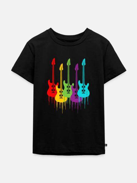Bunte E-Gitarren - Kinder Premium Bio T-Shirt - Schwarz