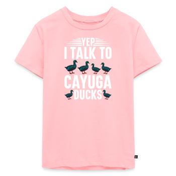Cayuga Duck Owner Jouets d’enclos pour animaux en peluche - T-shirt Premium bio Enfant - rose - Devant - AI Model Kid Female (0cm)