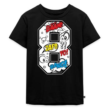 8. Geburtstag Cartoon Comic Zahl 8 Jungen Geschenk - Kinder Premium Bio T-Shirt - Schwarz - Vorne - Mikhail (115cm)