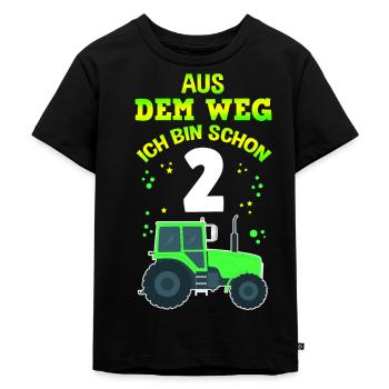 Aus Dem Weg Ich Bin Schon 2 Traktor Geburstag Land - Kinder Premium Bio T-Shirt - Schwarz - Vorne - Mikhail (115cm)