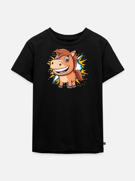 Pferde Ponyhof - Kinder Premium Bio T-Shirt - Schwarz