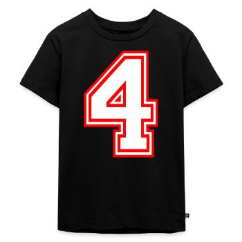 NUMMER VIER NUMBER FOUR LUCKY NUMBER GLÜCKSZAHL - Kids Premium Organic T-Shirt - black - Front - Mikhail (115cm)