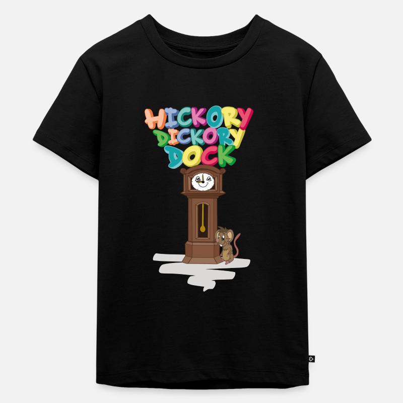 Hickory Dickory Dock - Kinder Premium Bio T-Shirt - Schwarz