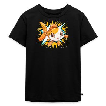 Fische Fischen Raubfisch - Kinder Premium Bio T-Shirt - Schwarz - Vorne - Mikhail (115cm)
