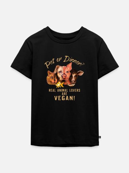Pet or Dinner - RAHMENLOS Vegan Collection - Kinder Premium Bio T-Shirt - Schwarz