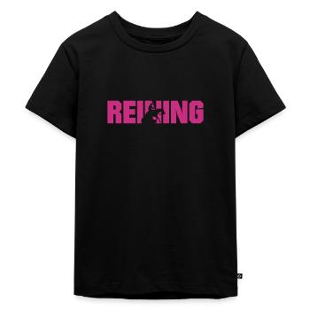 reining, western horse, sliding stop - Kids Premium Organic T-Shirt - black - Front - Mikhail (115cm)
