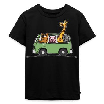 Tier Zoo Bus Kinder T Shirt - Kinder Premium Bio T-Shirt - Schwarz - Vorne - Mikhail (115cm)