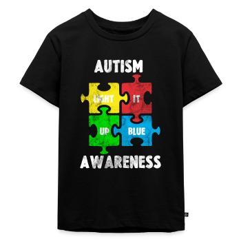 Autismus - Kinder Premium Bio T-Shirt - Schwarz - Vorne - Mikhail (115cm)