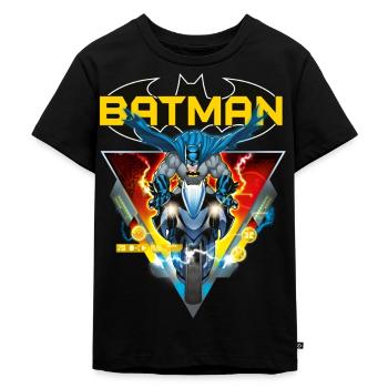 Batman und Batcycle - Kinder Premium Bio T-Shirt - Schwarz - Vorne - Mikhail (115cm)