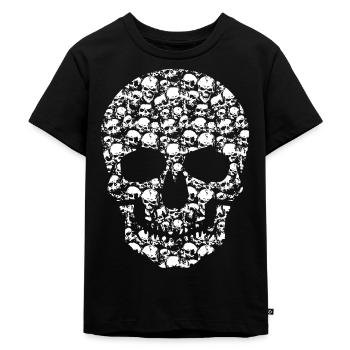 Totenköpfe in Totenkopf - Kinder Premium Bio T-Shirt - Schwarz - Vorne - Mikhail (115cm)