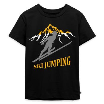 Skispringer - Kinder Premium Bio T-Shirt - Schwarz - Vorne - Mikhail (115cm)