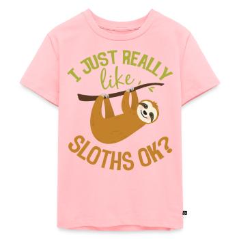 Ich mag Faultiere OK Cuet Sloth Day Lover - Kinder Premium Bio T-Shirt - Rosa - Vorne - AI Model Kid Female (0cm)
