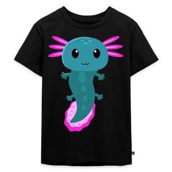 Axolotl, Axolotl gamessalotl, niedlicher Axolotl, - Kinder Premium Bio T-Shirt - Schwarz - Vorne - Mikhail (115cm)