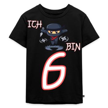 Ich bin 6 Ninja Geburtstag 6.Geburtstag - Kinder Premium Bio T-Shirt - Schwarz - Vorne - Mikhail (115cm)