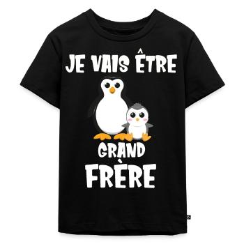 Je vais être grand frère Futur Bientôt Manchot - T-shirt Premium bio Enfant - noir - Devant - Mikhail (115cm)