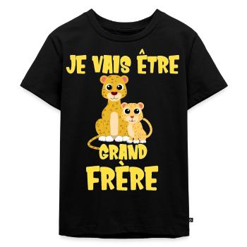 Je vais être grand frère Futur Léopard - T-shirt Premium bio Enfant - noir - Devant - Mikhail (115cm)