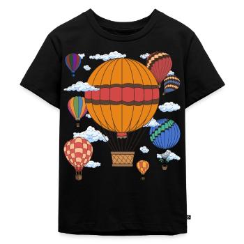 Heißluftballon - Kinder Premium Bio T-Shirt - Schwarz - Vorne - Mikhail (115cm)