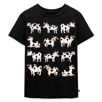 Kuh - Kinder Premium Bio T-Shirt - Schwarz - Vorne - Mikhail (115cm)