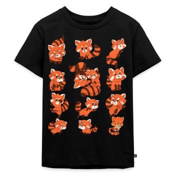 Rød panda - Premium økologisk T-shirt til børn - sort - Foran - Mikhail (115cm)