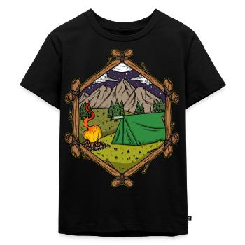 Camper Campsite Camp Camping - Kids Premium Organic T-Shirt - black - Front - Mikhail (115cm)