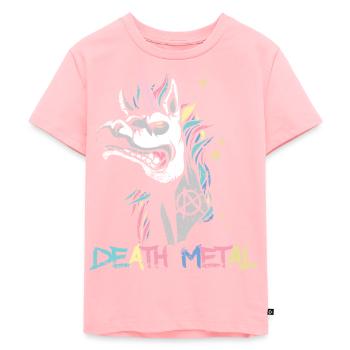 Death Metal Einhorn Musik Metal Head Rocker Heavy - Kinder Premium Bio T-Shirt - Rosa - Vorne - AI Model Kid Female (0cm)
