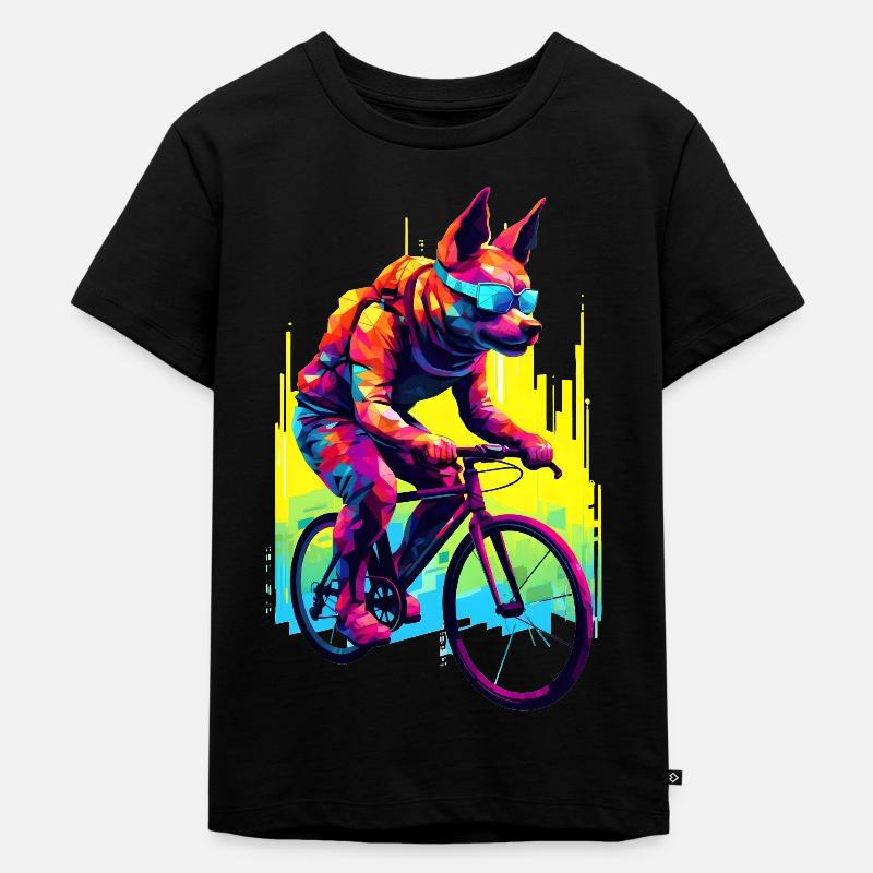 Chien à vélo / vélo de route, par NeonCat - T-shirt Premium bio Enfant - noir