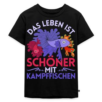 Meeresbewohner Geschenk Siamesischer Kampffisch - Kinder Premium Bio T-Shirt - Schwarz - Vorne - Mikhail (115cm)