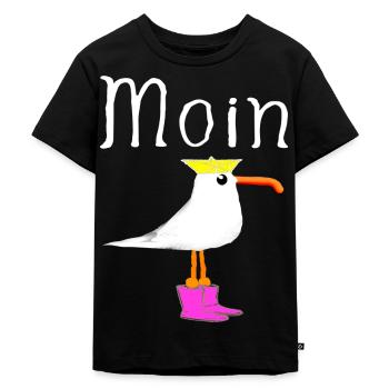 Moin Küstenkind Möwe Girl Mädchen Frau Geschenke 2 - Kinder Premium Bio T-Shirt - Schwarz - Vorne - Mikhail (115cm)