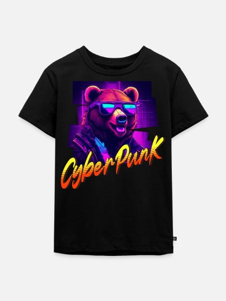 Cyberpunk-Bär - Kinder Premium Bio T-Shirt - Schwarz