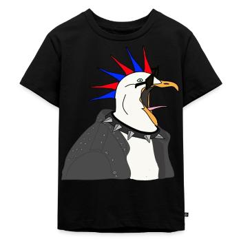 punker möwe lederjacke sonnenbrille - Kinder Premium Bio T-Shirt - Schwarz - Vorne - Mikhail (115cm)