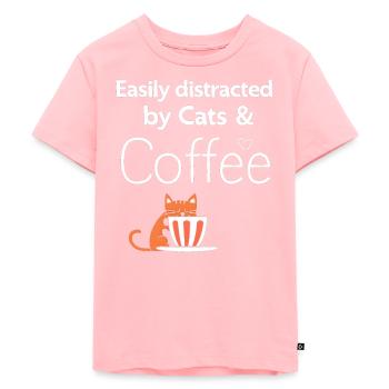 Katzen & Kaffee - Kinder Premium Bio T-Shirt - Rosa - Vorne - AI Model Kid Female (0cm)