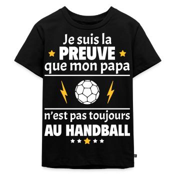 Preuve que mon papa handball, papa handballeur - T-shirt Premium bio Enfant - noir - Devant - Mikhail (115cm)