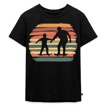 Vater Sohn Skateboard Skateborading Vintage - Kinder Premium Bio T-Shirt - Schwarz - Vorne - Mikhail (115cm)