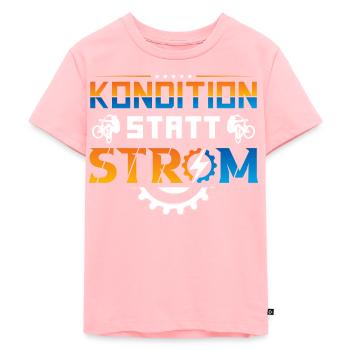 Fahrrad Kondition statt Strom - Kinder Premium Bio T-Shirt - Rosa - Vorne - AI Model Kid Female (0cm)