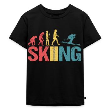 Evolution of Skiing - Kids Premium Organic T-Shirt - black - Front - Mikhail (115cm)