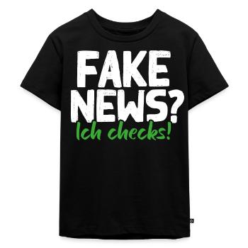 FAKE NEWS | Ich checks! - Kinder Premium Bio T-Shirt - Schwarz - Vorne - Mikhail (115cm)