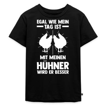 Hühner Huhn Hühnerzucht Geschenk - Kinder Premium Bio T-Shirt - Schwarz - Vorne - Mikhail (115cm)