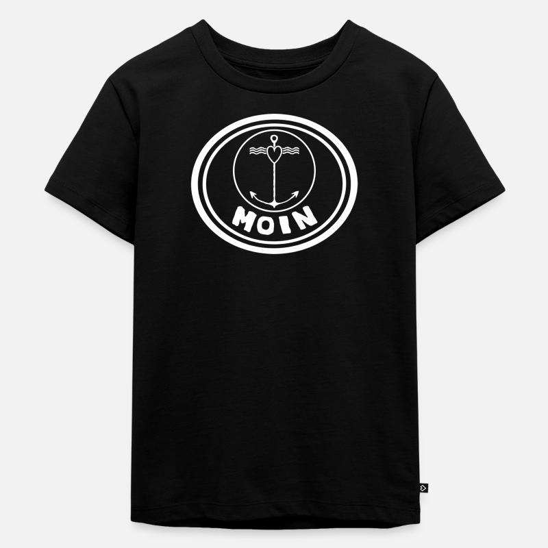 Moin Slogan Spruch Meer Küste Statement - Kinder Premium Bio T-Shirt - Schwarz