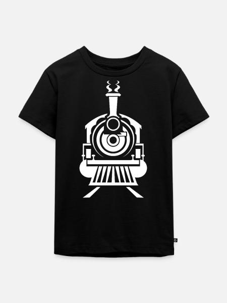Dampflokomotive Skizze - Kinder Premium Bio T-Shirt - Schwarz