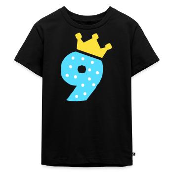 9 Krone 9. Geburtstag 9 Jahre - Kinder Premium Bio T-Shirt - Schwarz - Vorne - Mikhail (115cm)