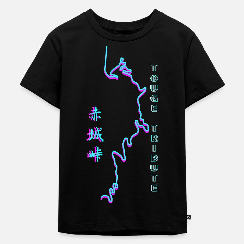 赤城 峠 Akagi Touge Synthwave - Kinder Premium Bio T-Shirt - Schwarz