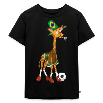Giraffe Fan Brazil - Kids Premium Organic T-Shirt - black - Front - Mikhail (115cm)