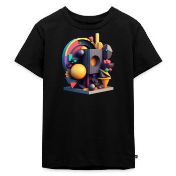 3D - Kinder Premium Bio T-Shirt - Schwarz - Vorne - Mikhail (115cm)