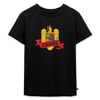 Rumänien Geschichte Nationalfarben Balkan - Kinder Premium Bio T-Shirt - Schwarz - Vorne - Mikhail (115cm)