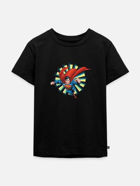 Superman Flying Pose - Kinderen Premium Bio T-shirt - zwart