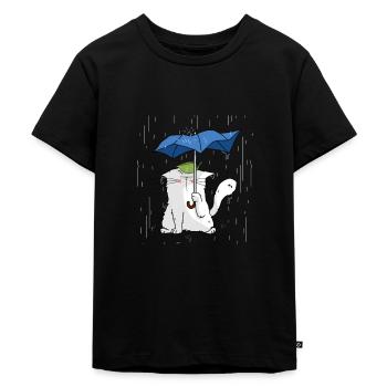 Mrou le Chaton sous la pluie - T-shirt Premium bio Enfant - noir - Devant - Mikhail (115cm)