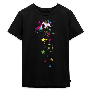 kotzendes einhorn,einhorn,sterne,einhorn - Kinder Premium Bio T-Shirt - Schwarz - Vorne - Mikhail (115cm)