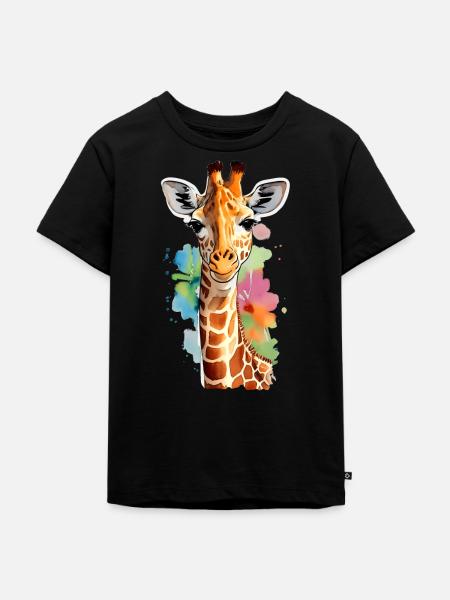 Giraffe - Kinder Premium Bio T-Shirt - Schwarz