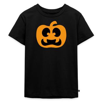 Kürbisgesicht Kürbis Halloween - Kinder Premium Bio T-Shirt - Schwarz - Vorne - Mikhail (115cm)
