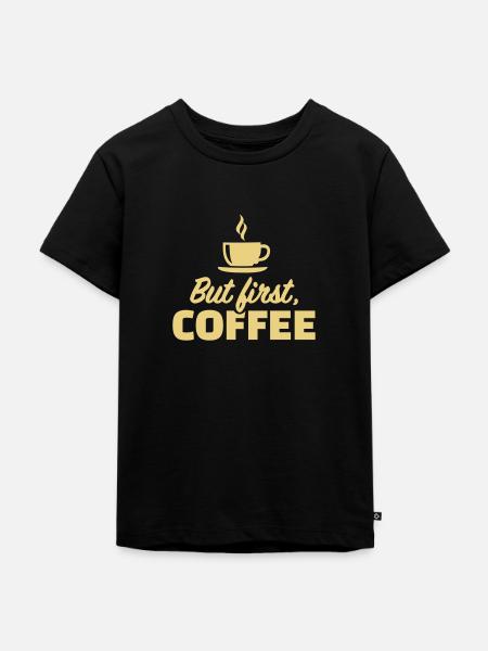 Kaffee - Kinder Premium Bio T-Shirt - Schwarz